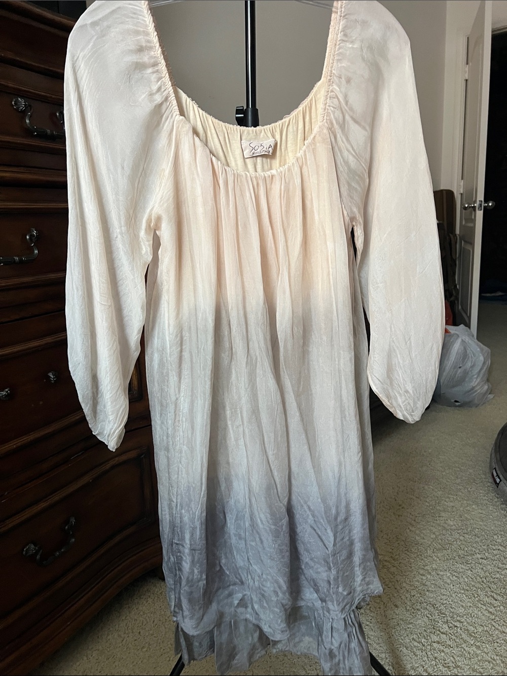 Soia & Kyo Cream to Gray Ombre Peasant Dress
